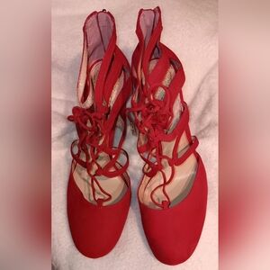 Vince Camuto Red Lace Up/Strappy Heels 9 1/2